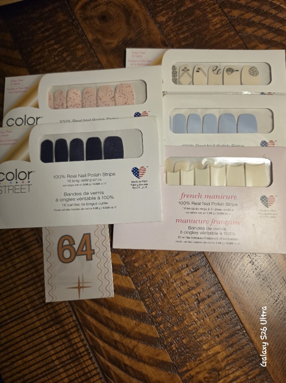 Color Street Nail Polish Strips - Navy Glitter, Pastel Pink, Cream, Light Blue